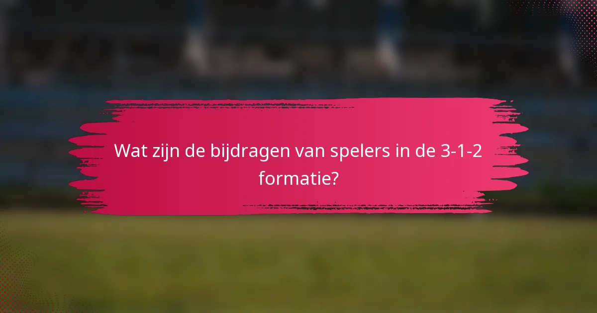 Wat zijn de bijdragen van spelers in de 3-1-2 formatie?