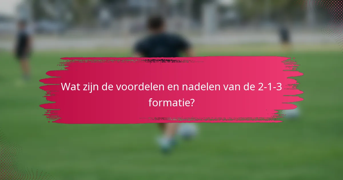 Wat zijn de voordelen en nadelen van de 2-1-3 formatie?
